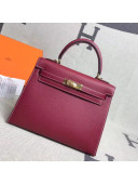 Hermes Kelly 28cm  Original Epsom Leather Bag Deep Red Burgundy