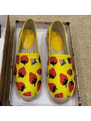 Gucci Strawberry Print Silk Espadrilles Yellow 2019