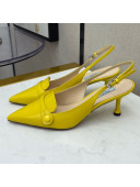 Prada Shiny Calfskin Slingback Pumps Yellow 2021