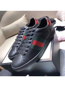 Gucci Ace Sneaker with Real Snake Leatehr Back And Green/Red Web Black 2019