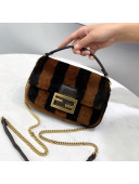 Fendi Mini Baguette Bag in Striped FF Fur Brown/Black 2021