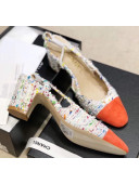 Chanel Slingbacks In Suede & Tweed G31318 White/Orange 2020