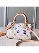 Louis Vuitton Colored Monogram Nano Speedy Top Handle Bag M92645 White 2019