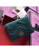 Gucci Velvet GG Marmont Card Case 466492 Green 2017