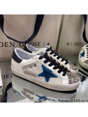 Golden Goose Super-Star Sneakers in White Mesh and Leather with Blue Star 2021