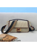 Fendi Baguette Medium Bag in FF Embroidered Canvas Grey/Burgundy 2021 0159B