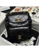 Chanel Crumpled Wax Calfskin Backpack AS1372 Black 2021