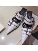 Balenciaga Leather Belt Mule Pumps 25mm White 2019