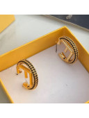 Fendi F Is Fendi Small Hoop Earrings Gold/Black 2019