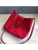 Valentino VSling Grainy Calfskin Hobo Bag 0802S Red 2019