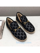 Gucci Silver GG Lamé Wool Flat Loafers ‎575850 Black 2020 (For Women and Men)