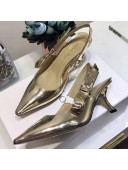 Dior Sweet-D 6.5cm High-Heeled Pump in Gold-tone Mirror Calfskin 2018