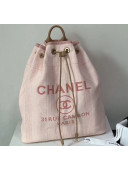 Chanel Mixed Fibers Striped Deauville Drawstring Backpack Bag Pink 2020