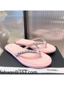 Chanel Leather Towel Chain Flat Thong Slide Sandals Pink 2021