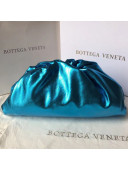 Bottega Veneta Large The Pouch Clutch in Crinkled Metallic Leather Blue 2019