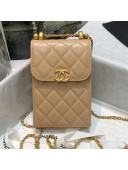 Chanel Calfskin Vertical Clutch with Adjustable Chain Strap AP2291 Beige 2021