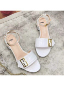 Fendi Crocodile Embossed Leather Sandals White 2021