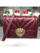 Dolce&Gabbana DG Devotion Medium/Large Shoulder Bag in Quilted Nappa Leather Burgundy 2019