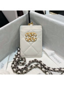 Chanel 19 Badge Holder with Chain AP1745 White 2021