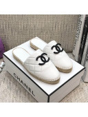 Chanel Quilted Lambskin Flat Espadrilles White 2021