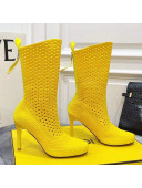 Fendi Reflections Woven Lace Ankle Boots Yellow 2021