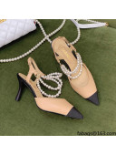 Chanel Lambskin Slingbacks With Heel Imitation Pearls G37532 Apricot 2021