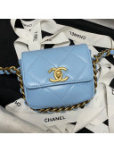 Chanel Calfskin Small Flap Coin Purse with Chain AS2376 Blue 2021