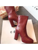 Dior D-Rise Lambskin Zipped High-Heel Ankle Boot Burgundy 2019