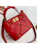 Valentino Small Roman Stud Lambskin Top Handle bag 0199S Red 2021