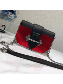 Prada Metallic Calf Leather Shoulder Bag 1BH018 Red/Black 2018