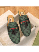 Gucci GG Multicolor Canvas Slipper with Tassels Green 2021