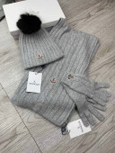 Moncler Scarf, Hat and Gloves Three-piece Suit Grey 2021