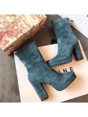 Dior D-Rise Suede Zipped High-Heel Ankle Short Boot Blue 2019