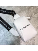 Balenciaga Logo Leather Long Belt Bag White 02 201