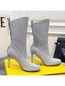 Fendi Reflections Woven Lace Ankle Boots Light Grey 2021