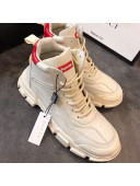 Gucci Superme Calfskin High-Top Sneakers White/Red 2019