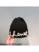 Chanel Knit Pearl Hat Black 2021 110473