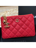 Chanel Grained Calfskin Mini Pouch with Charm A70119 Red CP08 2021 