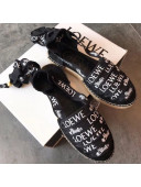 Loewe Suede Logo Lace Flat Espadrilles Black 2019