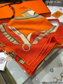 Hermes Saddle Shawl 140 Cashmere and Silk Scarf Orange 2021