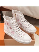 Louis Vuitton Stellar Sneaker Boot in Pink Monogram Print Transparent Fabric 2020