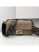 Fendi Baguette Medium Bag in FF Embroidered Canvas Grey/Gold 2021 0159A