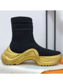 Louis Vuitton LV Archlight Knit Stretch Sock Sneaker Boots Black/Gold 2020