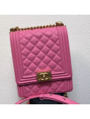 Chanel Quilted Smooth Leather Veritical Boy Flap Bag AS0130 Pink 2019