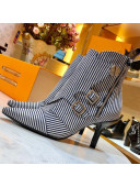 Louis Vuitton LV Janet Striped Canvas High-Heel Ankle Short Boot Black 2019