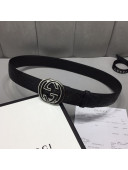 Gucci GG Signature Belt 40mm with Interlocking G Buckle Black/Silver