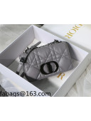 Dior Small Caro Chain Bag in Quilted Macrocannage Calfskin Grey/Black Hardware 2021