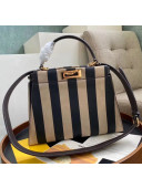 Fendi Pequin Striped Nubuck Leather Medium Peekaboo Bag 2019