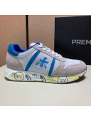 Premiata Suede and Mesh Sneaker For Men White/Blue 2019