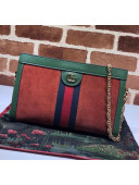 Gucci Ophidia Small Shoulder Bag in Suede 503877 Green/Orange 2020